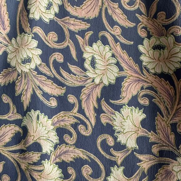 Zoe California VTG Pull On Rayon Crepe Floral Print Blue Pink Midi Skirt Large - Picture 3 of 7